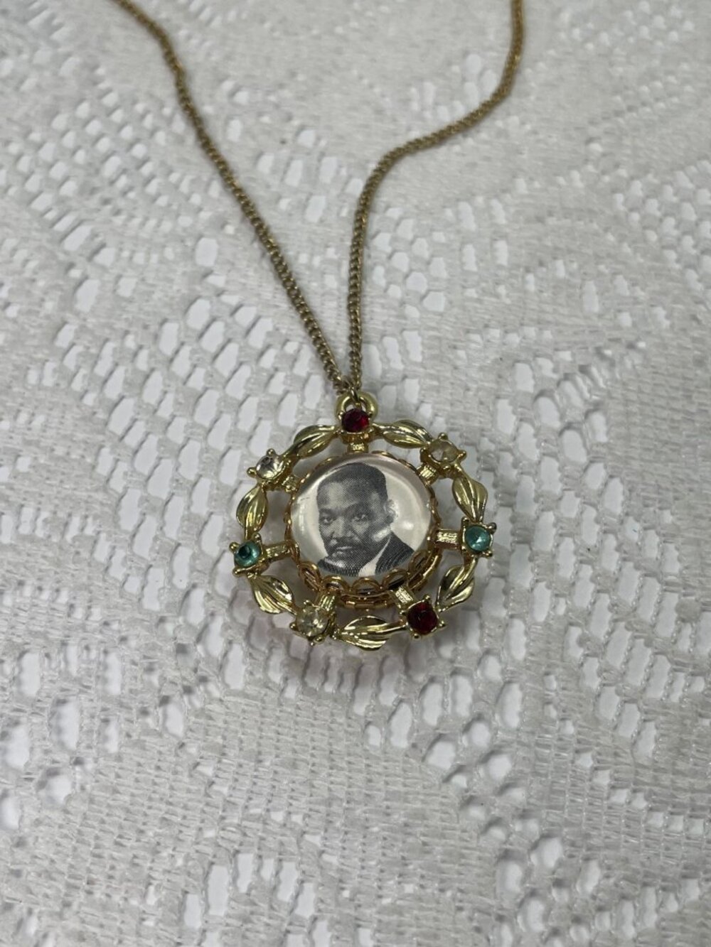 Vintage Bobby Kennedy Martin Luther King Pendant Vintage Gold Tone 1960’s